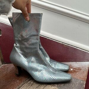 ESCADA Leather Iridescent Snake Skin Boots